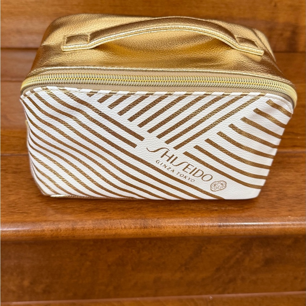 NEW Shiseido Ginza Tokyo Makeup Bag Gold & White - Picture 7 of 9